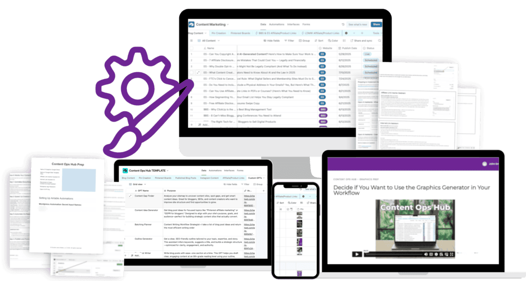 Content Ops Hub Airtable dashboard mockup