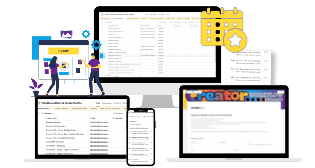 Virtual Summit Ops Hub Airtable dashboard mockup