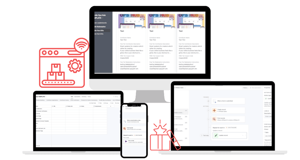 Bundle Ops Hub Airtable dashboard mockup